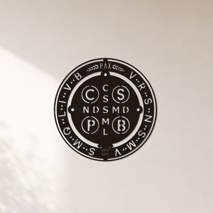 Christianartworkshop Classic Medal Style St.Benedict Circular Metal Decor: Timeless Token of Spiritual Protection - image 1