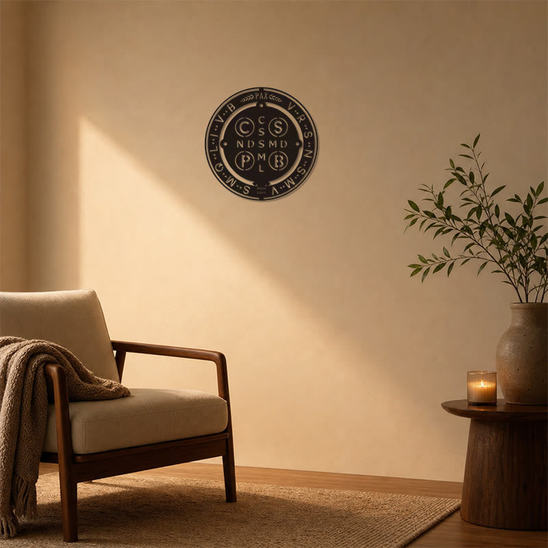 Christianartworkshop Classic Medal Style St.Benedict Circular Metal Decor: Timeless Token of Spiritual Protection - image 3
