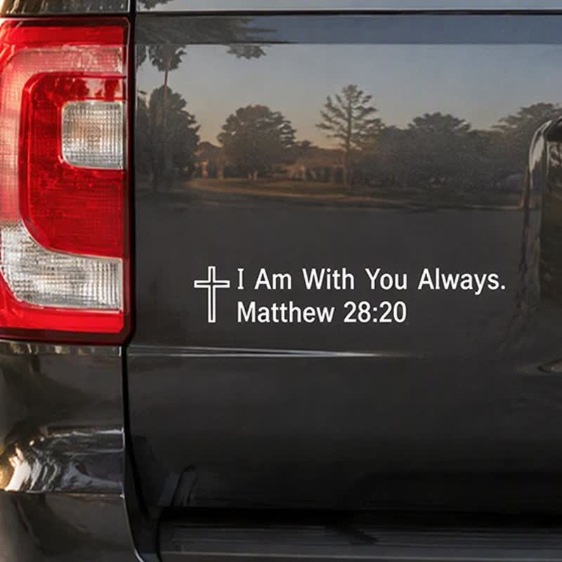 Christianartworkshop Matthew 28:20 I Am With You Always Car Sticker: Cross Motif for Faithful Vehicle Decor - image 8