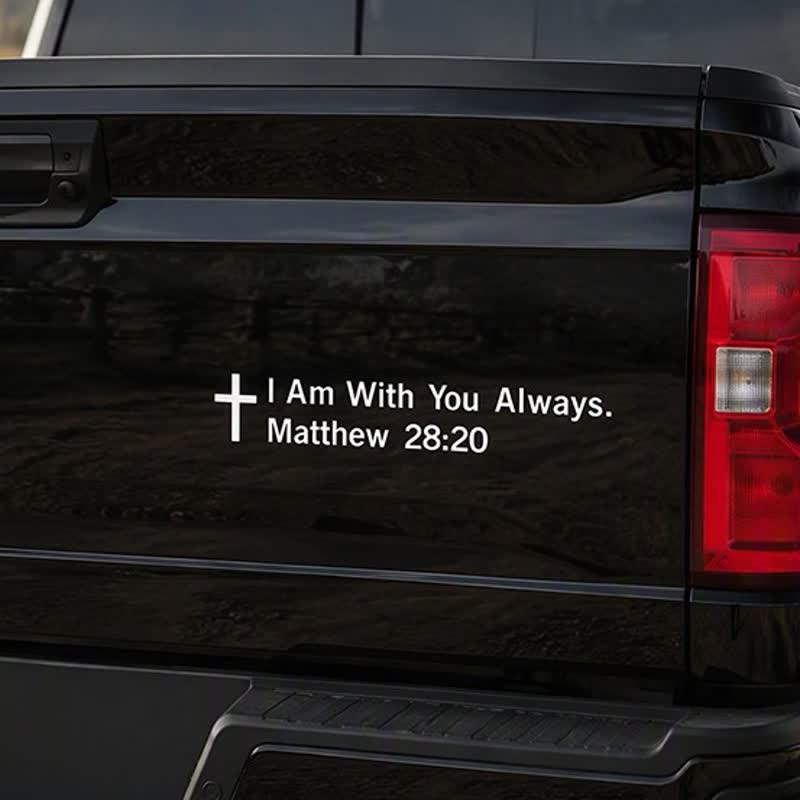Christianartworkshop Matthew 28:20 I Am With You Always Car Sticker: Cross Motif for Faithful Vehicle Decor - White - Set of 10 - 15*2.7cm - image 7