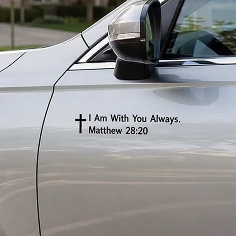 Christianartworkshop Matthew 28:20 I Am With You Always Car Sticker: Cross Motif for Faithful Vehicle Decor - image 2