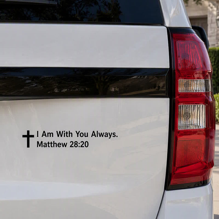 Christianartworkshop Matthew 28:20 I Am With You Always Car Sticker: Cross Motif for Faithful Vehicle Decor - Black - Set of 10 - 15*2.7cm - image 3