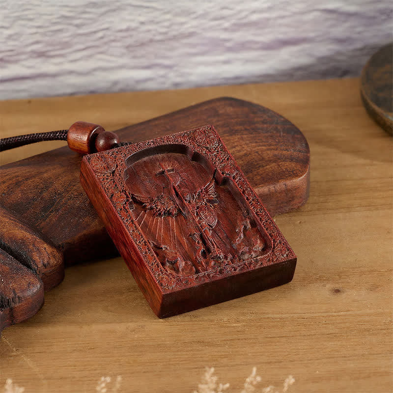 Christianartworkshop Sacred St. Michael Wood Carved Necklace: Emblem of Steadfast Divine Deliverance - image 5