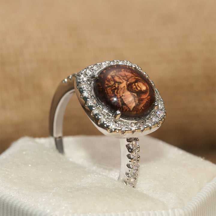 Christianartworkshop Halo Paved Stone Saint Francis Stackable Ring: Carrier of Quiet Devotion - image 3