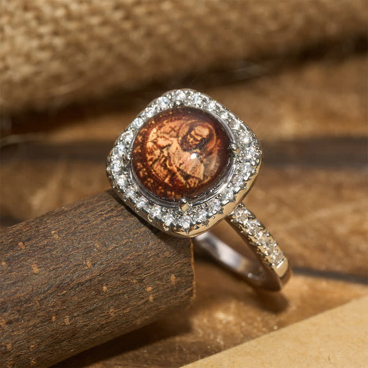Christianartworkshop Halo Paved Stone Saint Francis Stackable Ring: Carrier of Quiet Devotion - image 4