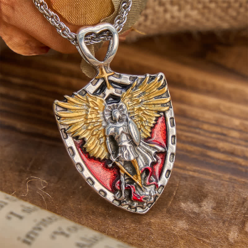 Christianartworkshop St. Michael Shield Pendant Alloy Necklace: Token of Brave Divine Strength - image 4
