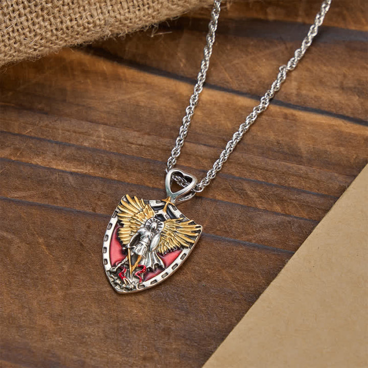 Christianartworkshop St. Michael Shield Pendant Alloy Necklace: Token of Brave Divine Strength - image 2