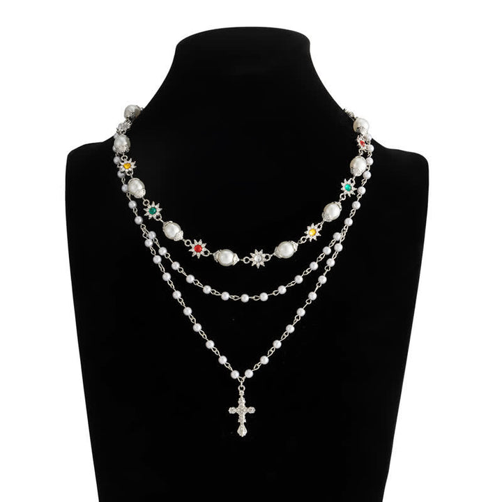 Christianartworkshop Tiered Faux Pearl Cross Chain: Token of Gentle Divine Protection - image 9
