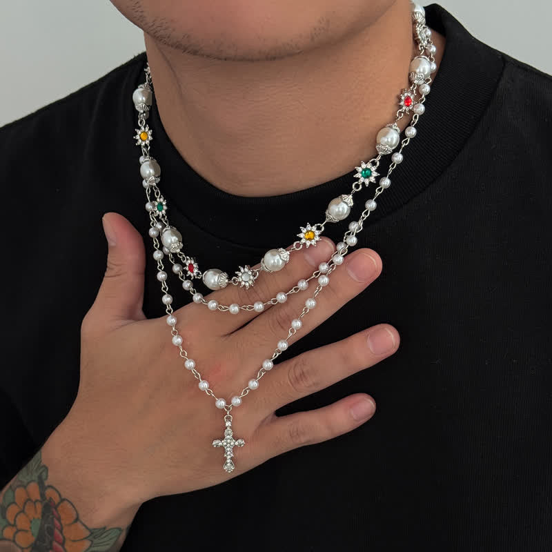 Christianartworkshop Tiered Faux Pearl Cross Chain: Token of Gentle Divine Protection - image 7