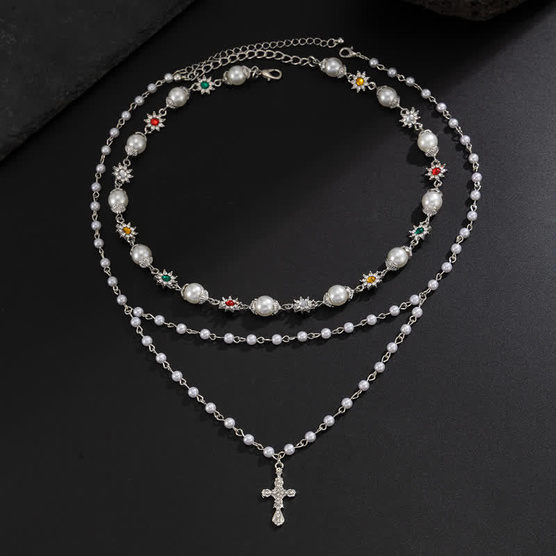 Christianartworkshop Tiered Faux Pearl Cross Chain: Token of Gentle Divine Protection - image 10