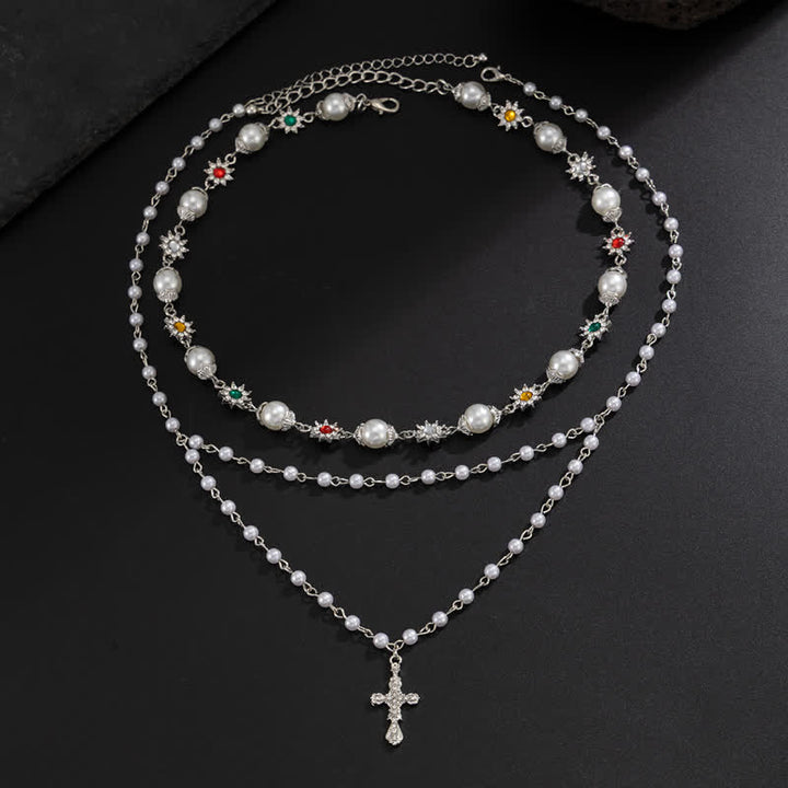 Christianartworkshop Tiered Faux Pearl Cross Chain: Token of Gentle Divine Protection - image 10