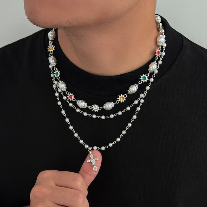 Christianartworkshop Tiered Faux Pearl Cross Chain: Token of Gentle Divine Protection - image 8