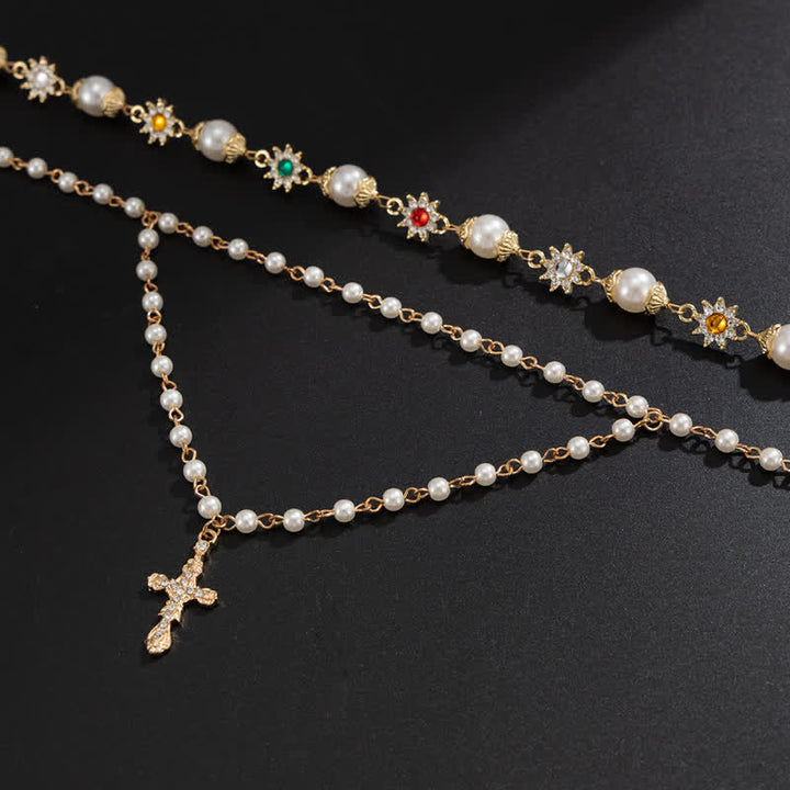 Christianartworkshop Tiered Faux Pearl Cross Chain: Token of Gentle Divine Protection - image 5