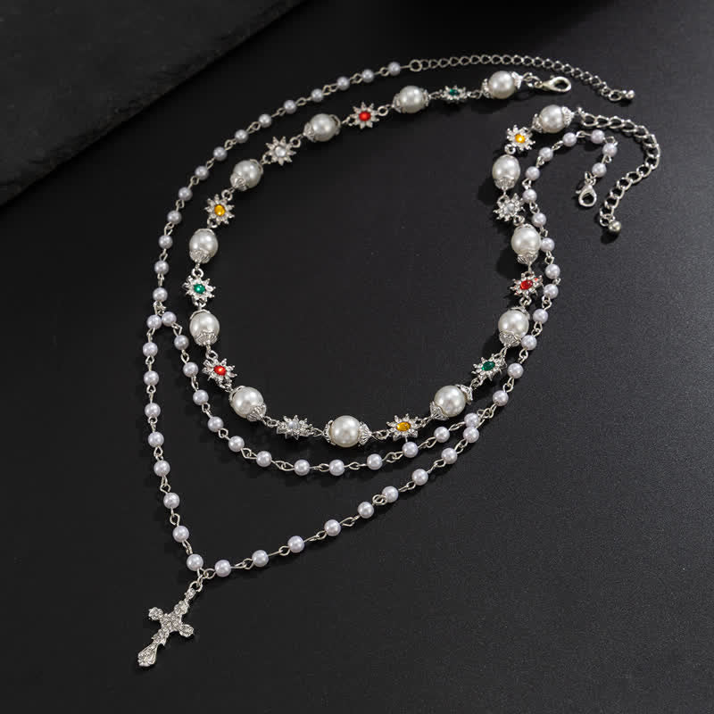 Christianartworkshop Tiered Faux Pearl Cross Chain: Token of Gentle Divine Protection - image 11