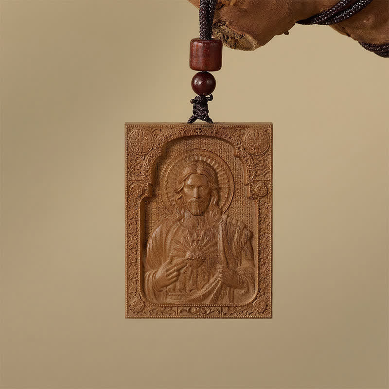 Christianartworkshop Framed Relief Wooden Jesus Pendant: Vessel of Timeless Sacred Grace - image 2