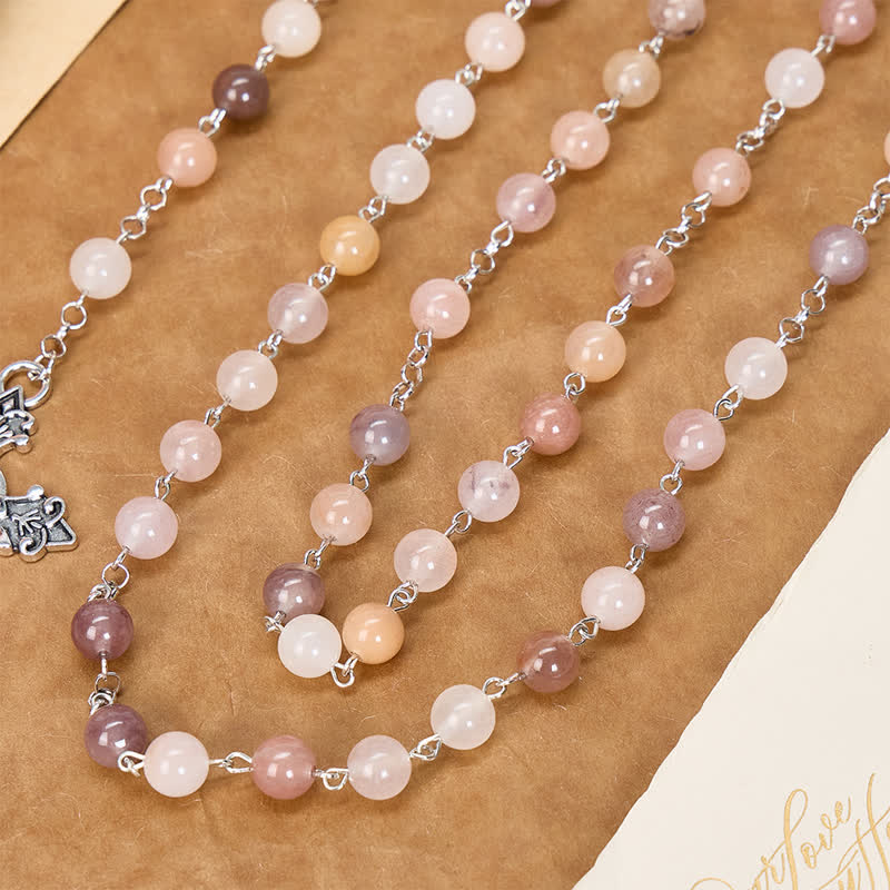 Christianartworkshop Vintage Alloy Crucifix Natural Stone Rosary: Emblem of Timeless Heavenly Shelter - image 1