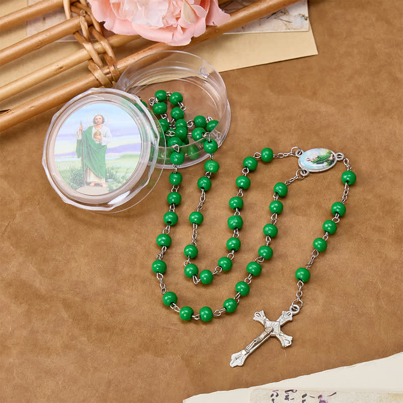 Christianartworkshop Vintage Rosary with Polished St.Jude & Crucifix: Emblem of Unfailing Divine Hope - image 1