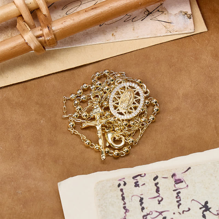 Christianartworkshop Mini Metal Bead Rosary with Our Lady Medal & Crucifix: Badge of Heavenly Care - Our Lady & Crucifix - image 0