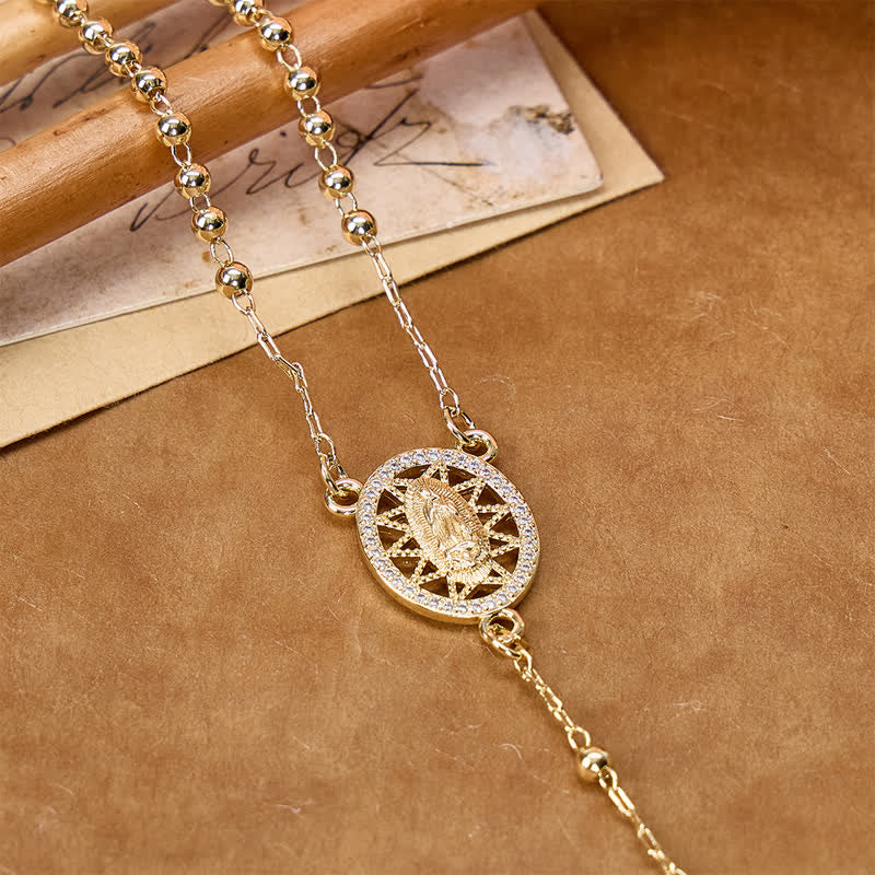 Christianartworkshop Mini Metal Bead Rosary with Our Lady Medal & Crucifix: Badge of Heavenly Care - image 3