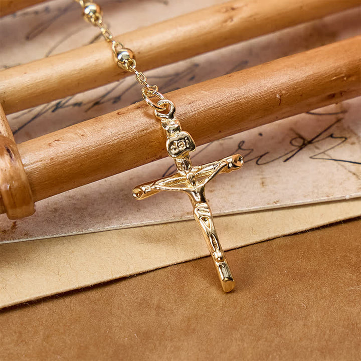 Christianartworkshop Mini Metal Bead Rosary with Our Lady Medal & Crucifix: Badge of Heavenly Care - image 4