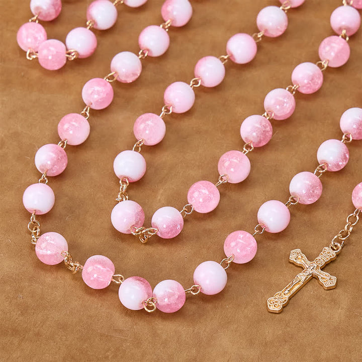 Christianartworkshop Textured Glass Bead Rosary with Our Lady & Crucifix: Sign of Sacred Shelter - image 1