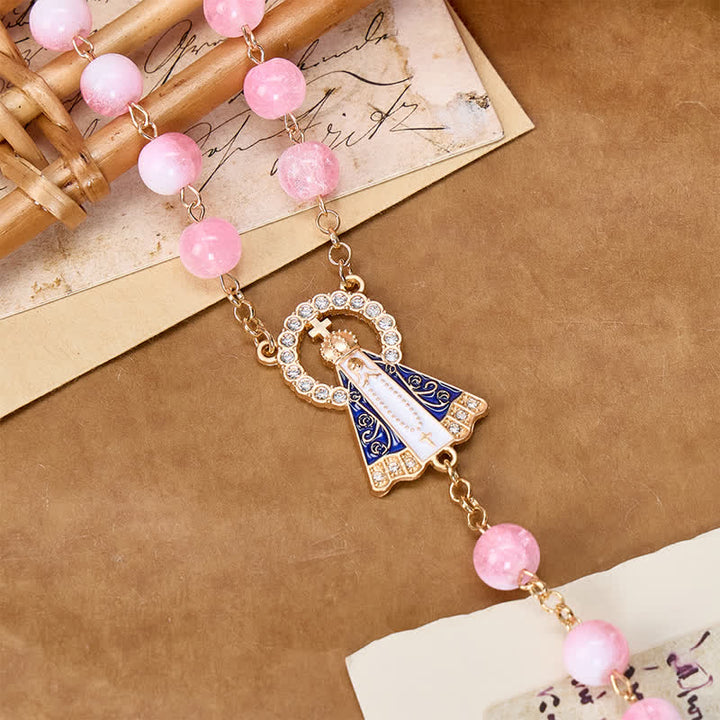 Christianartworkshop Textured Glass Bead Rosary with Our Lady & Crucifix: Sign of Sacred Shelter - image 3