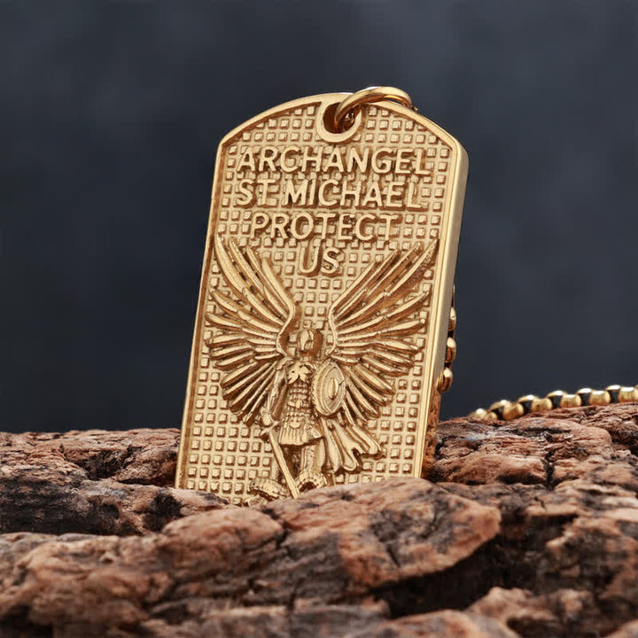 FREE Today: Rugged St. Michael Archangel Stainless Necklace: Vessel of Timeless Sacred Shield - Golden - image 3