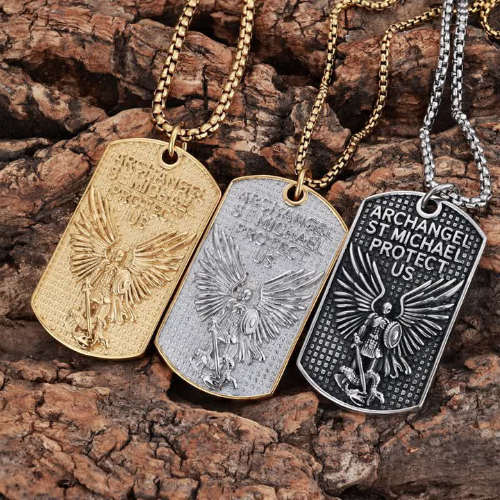 Christianartworkshop Rugged St. Michael Archangel Stainless Necklace: Vessel of Timeless Sacred Shield - image 0