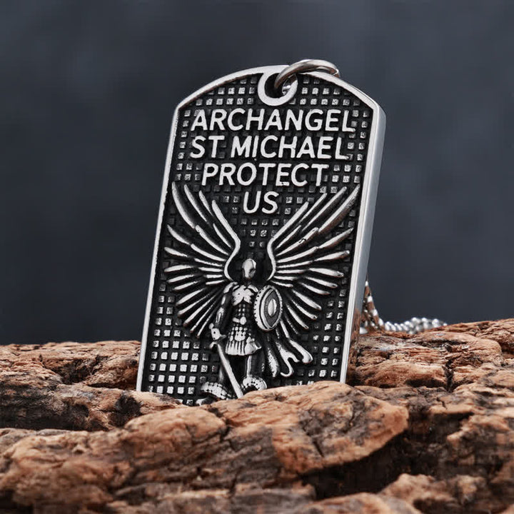 Christianartworkshop Rugged St. Michael Archangel Stainless Necklace: Vessel of Timeless Sacred Shield - Metallic - image 2