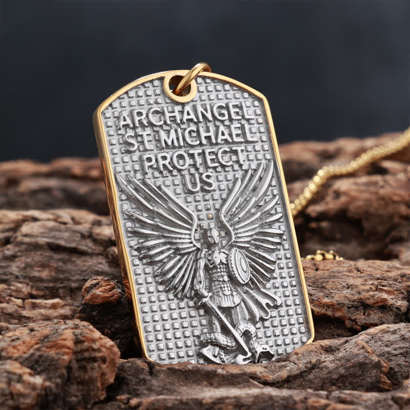 Christianartworkshop Rugged St. Michael Archangel Stainless Necklace: Vessel of Timeless Sacred Shield - Silver - image 4