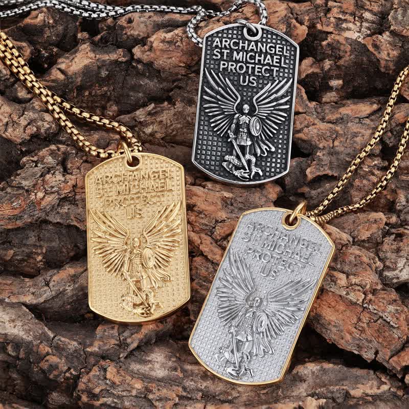 Christianartworkshop Rugged St. Michael Archangel Stainless Necklace: Vessel of Timeless Sacred Shield - image 1