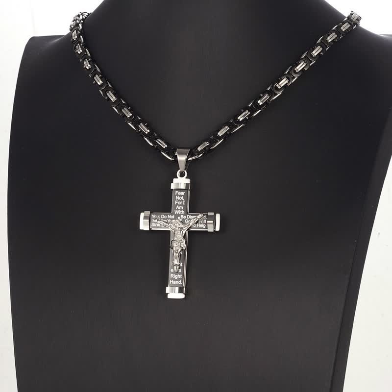 Christianartworkshop 3D Sculpted Stainless Crucifix Necklace: Symbol of Timeless Divine Promise - Black - image 12