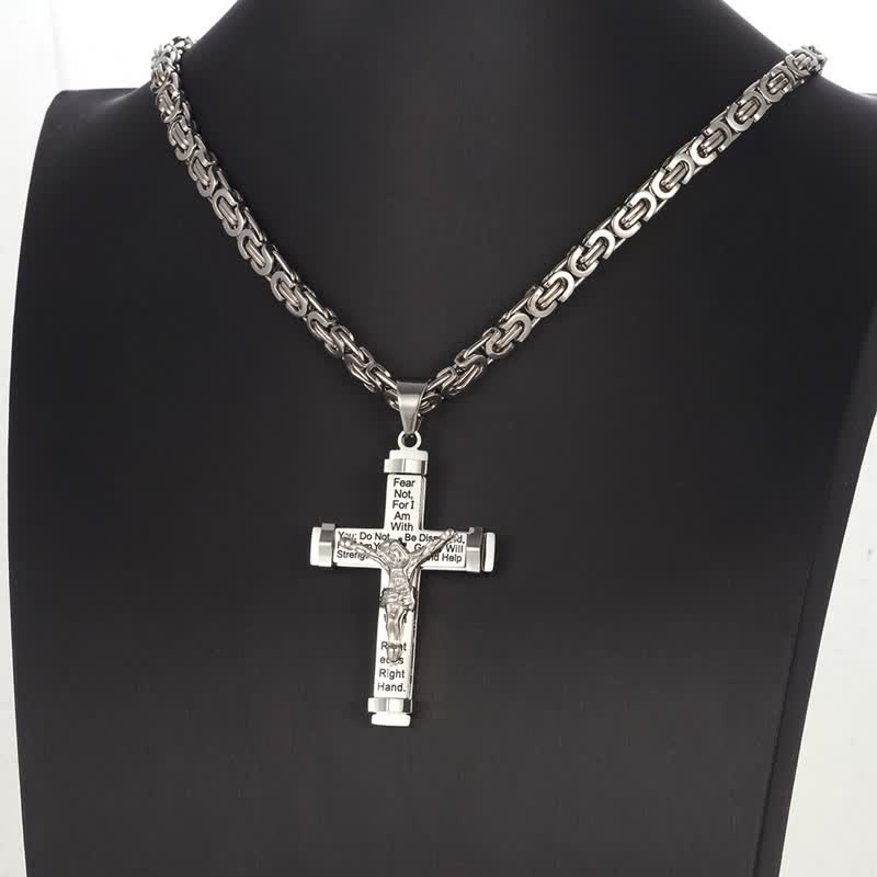 Christianartworkshop 3D Sculpted Stainless Crucifix Necklace: Symbol of Timeless Divine Promise - Silver - image 2