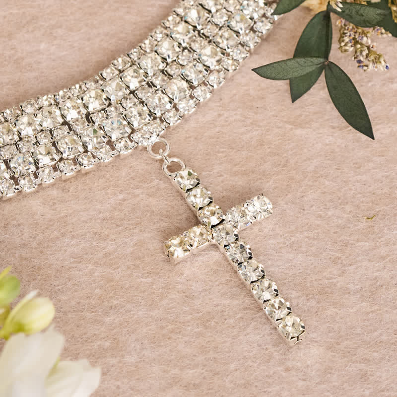 Christianartworkshop Luxe Stacked Rhinestone Cross Choker: Vessel of Luminous Sacred Grace - image 4