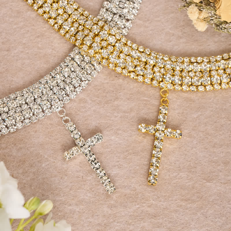 Christianartworkshop Luxe Stacked Rhinestone Cross Choker: Vessel of Luminous Sacred Grace - image 2