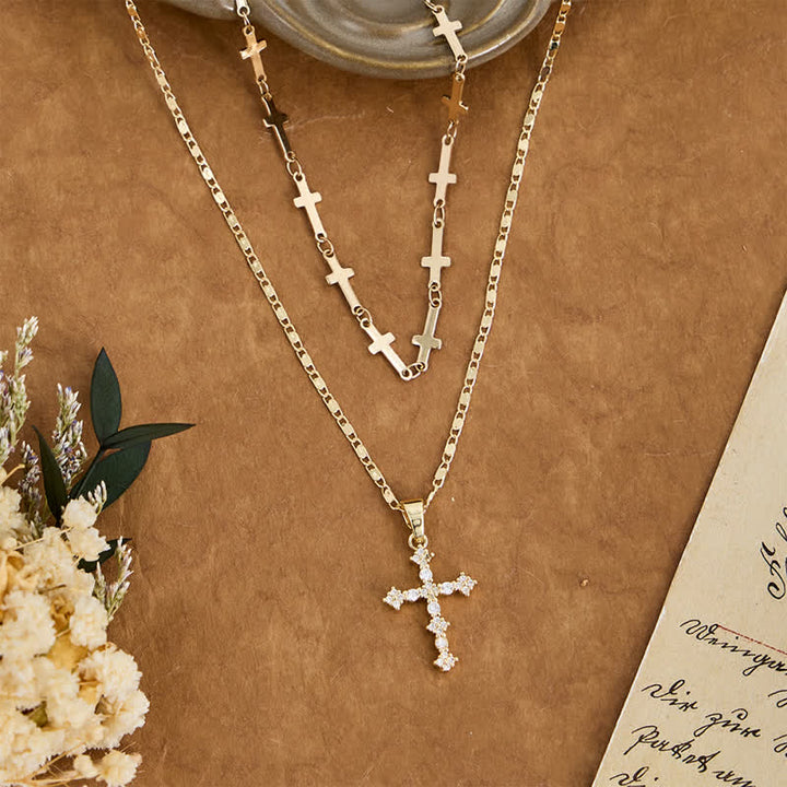 Christianartworkshop Slim Layered Copper Cross Stack Necklace: Token of Boundless Divine Love - image 5