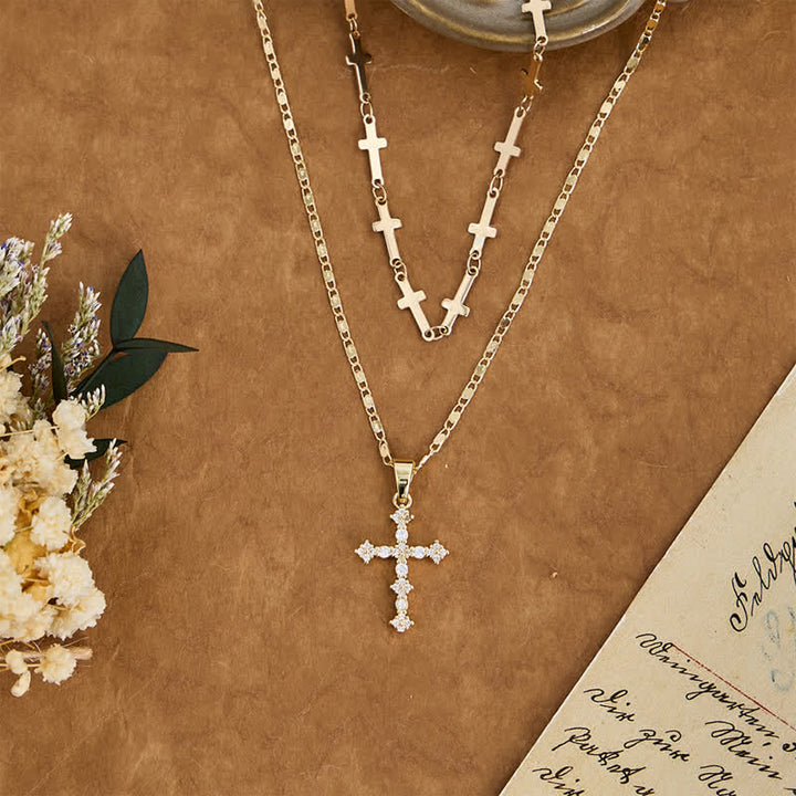 Christianartworkshop Slim Layered Copper Cross Stack Necklace: Token of Boundless Divine Love - image 6