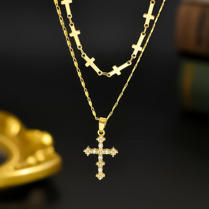 Christianartworkshop Slim Layered Copper Cross Stack Necklace: Token of Boundless Divine Love - image 3