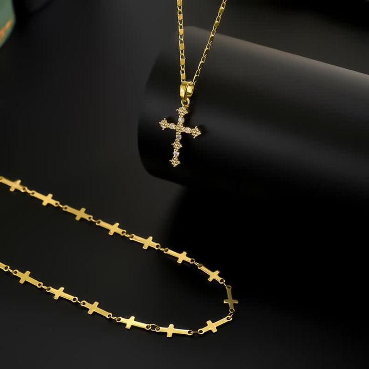 FREE Today: Slim Layered Copper Cross Stack Necklace: Token of Boundless Divine Love - image 2