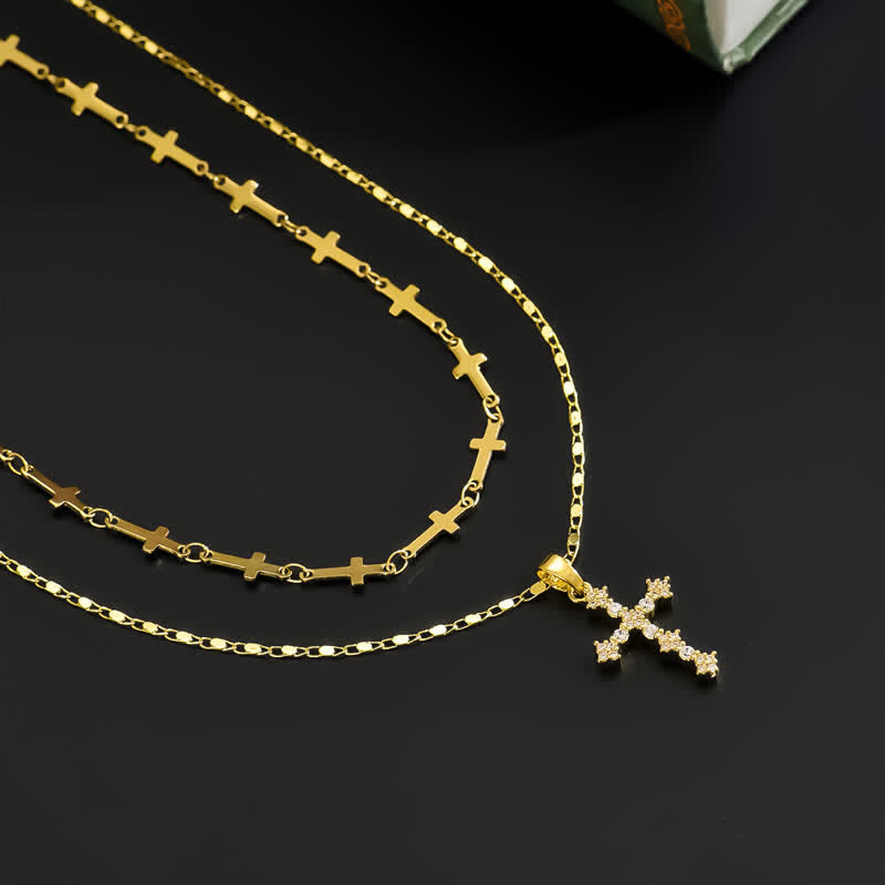Christianartworkshop Slim Layered Copper Cross Stack Necklace: Token of Boundless Divine Love - Cross - image 0