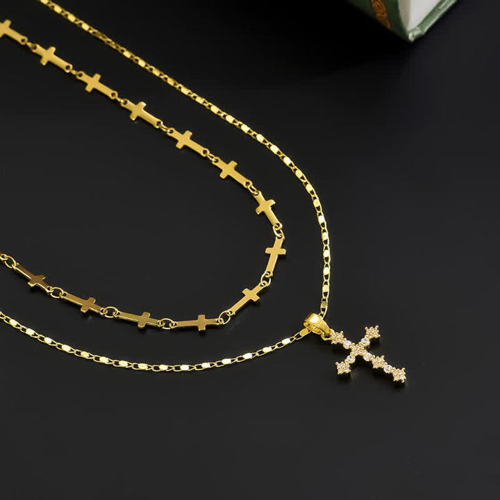 Christianartworkshop Slim Layered Copper Cross Stack Necklace: Token of Boundless Divine Love - Cross - image 0