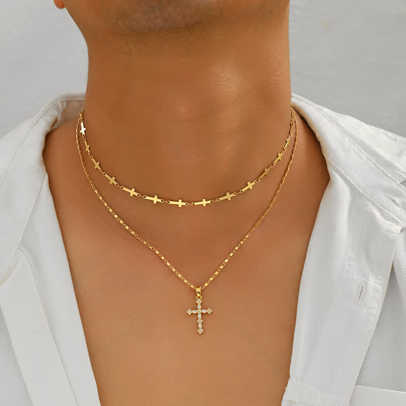 Christianartworkshop Slim Layered Copper Cross Stack Necklace: Token of Boundless Divine Love - image 1