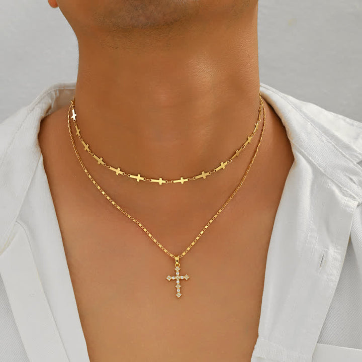 Christianartworkshop Slim Layered Copper Cross Stack Necklace: Token of Boundless Divine Love - image 1