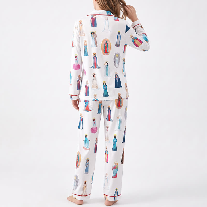 Christianartworkshop All Saints & Our Lady Long Sleeve Pajama Set: Rest in the Company of Heaven - image 3
