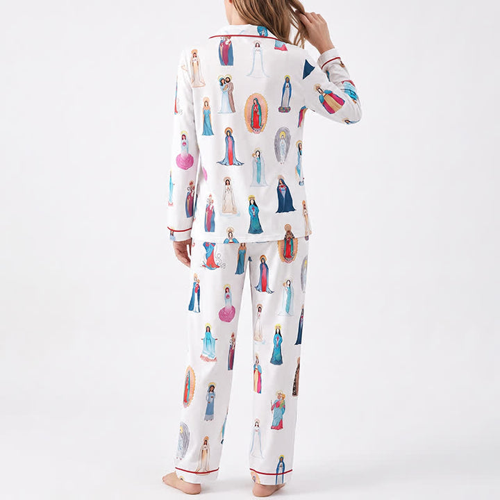Christianartworkshop All Saints & Our Lady Long Sleeve Pajama Set: Rest in the Company of Heaven - image 3