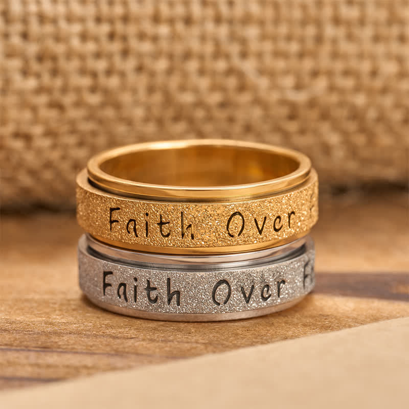 FREE Today: Inscribed Faith Over Fear Stainless Fidget Ring: Vessel of Abiding Sacred Courage - image 0