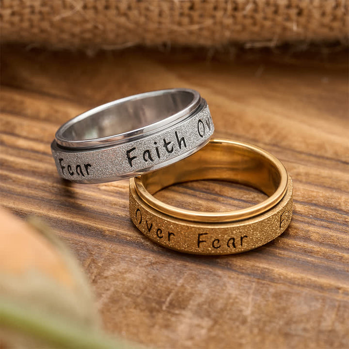 Christianartworkshop Inscribed Faith Over Fear Stainless Fidget Ring: Vessel of Abiding Sacred Courage - image 1