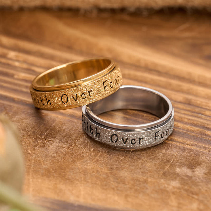Christianartworkshop Inscribed Faith Over Fear Stainless Fidget Ring: Vessel of Abiding Sacred Courage - image 3