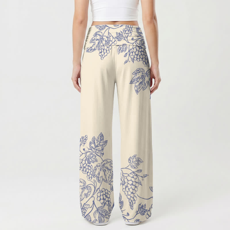 Christianartworkshop Walk By Faith Blue Vine Print Women's Wide Leg Pants - image 1