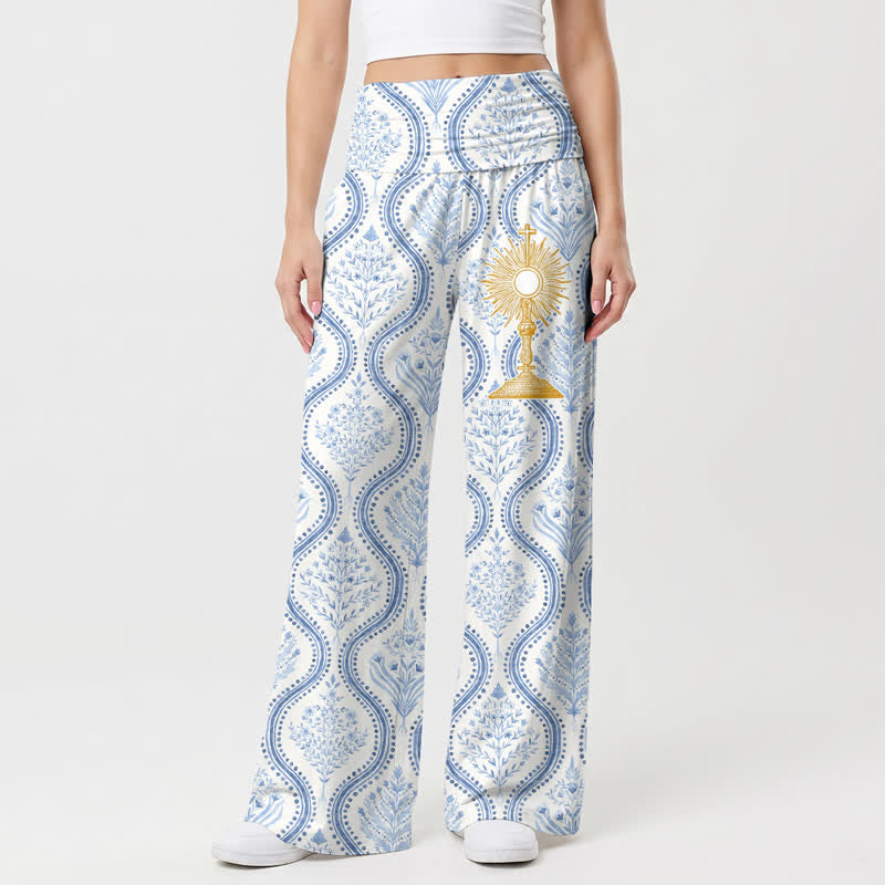 Christianartworkshop Blue Wave Print Resort Women's Wide Leg Pants - image 2
